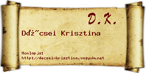 Décsei Krisztina névjegykártya
